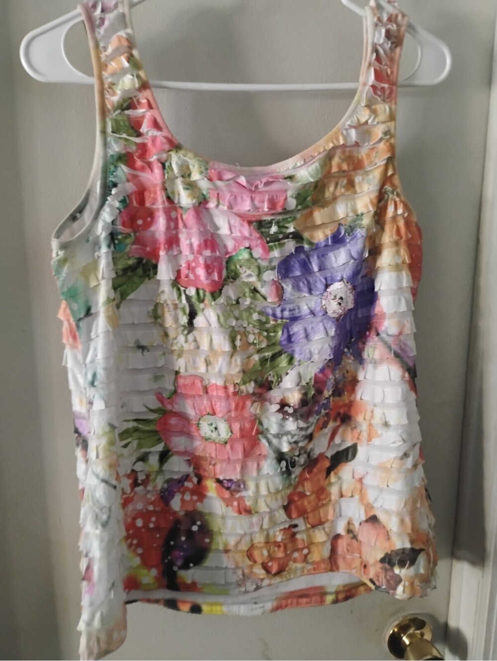 moa moa Woman Floral Ruffle Tank Top - Picture 8 of 8